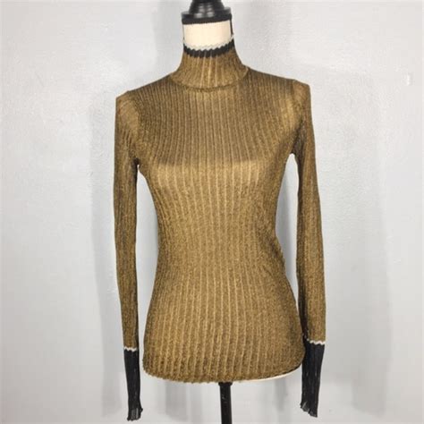 gold metallic ribbed sweater fabric bell sleeves|Metallic Ribbed Sweater Top .